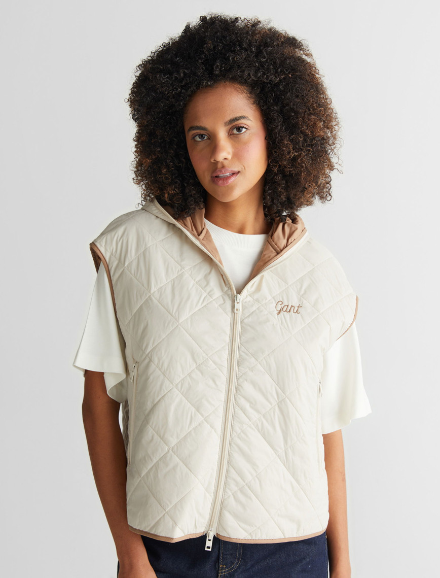 GANT Kadın Krem Kapüşonlu Logolu Yelek GANT Kadın Krem Kapüşonlu Logolu Yelek