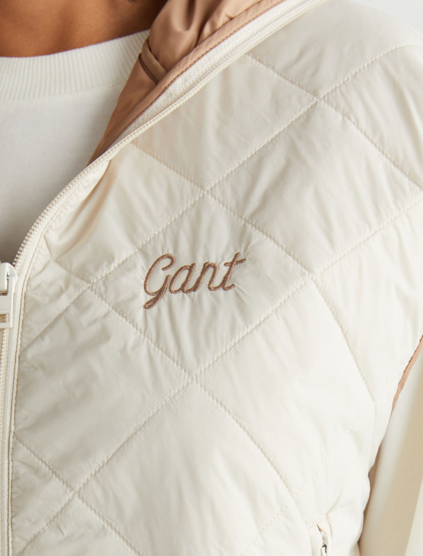 GANT Kadın Krem Kapüşonlu Logolu Yelek GANT Kadın Krem Kapüşonlu Logolu Yelek