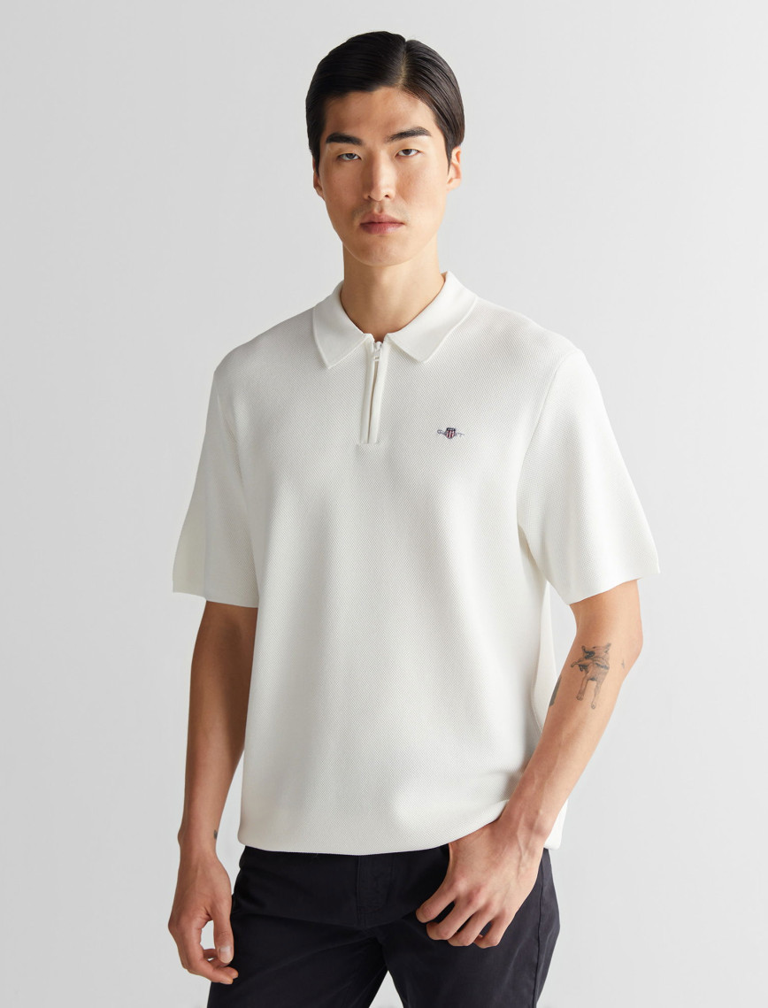 GANT Erkek Krem Regular Fit Triko Polo GANT Erkek Krem Regular Fit Triko Polo