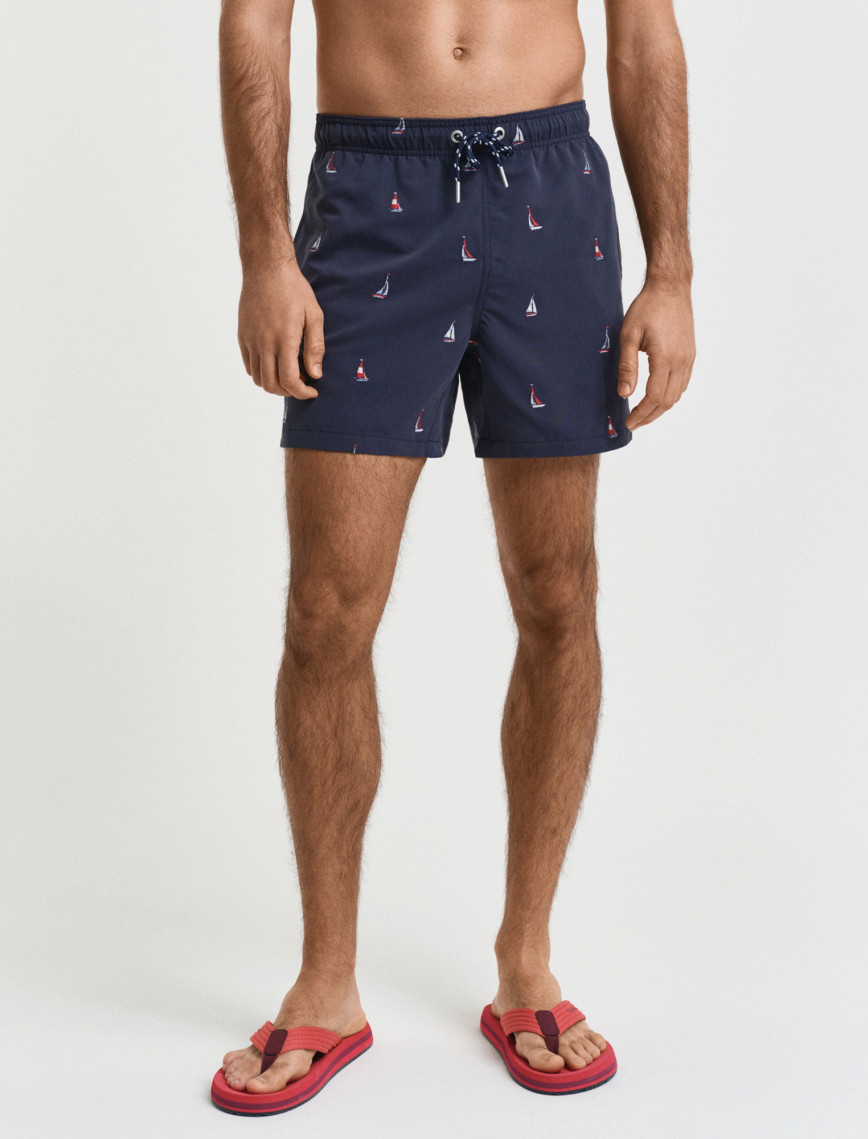 GANT Erkek Lacivert Regular Fit Desenli Mayo Şort GANT Erkek Lacivert Regular Fit Desenli Mayo Şort