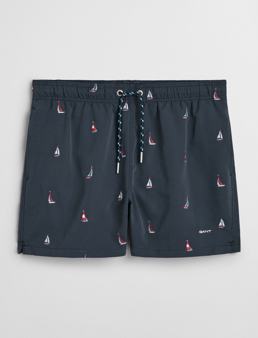 GANT Erkek Lacivert Regular Fit Desenli Mayo Şort GANT Erkek Lacivert Regular Fit Desenli Mayo Şort