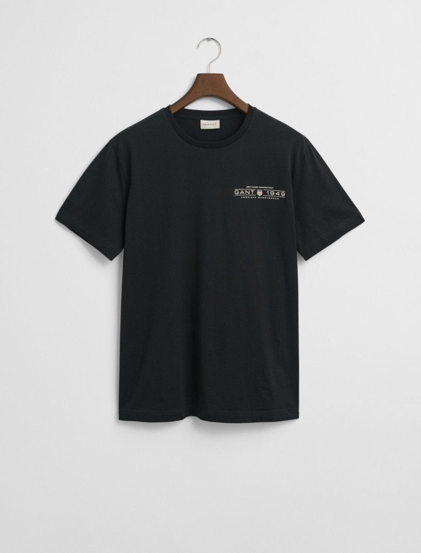 GANT Erkek Siyah Regular Fit Bisiklet Yaka Logolu T-Shirt GANT Erkek Siyah Regular Fit Bisiklet Yaka Logolu T-Shirt
