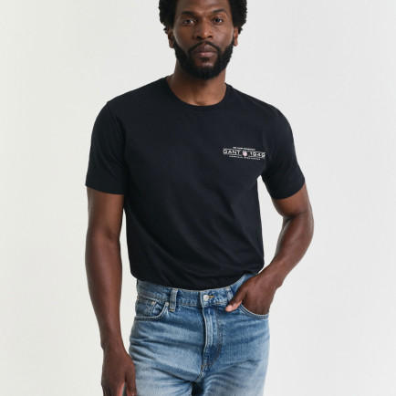 GANT Erkek Siyah Regular Fit Bisiklet Yaka Logolu T-Shirt GANT Erkek Siyah Regular Fit Bisiklet Yaka Logolu T-Shirt