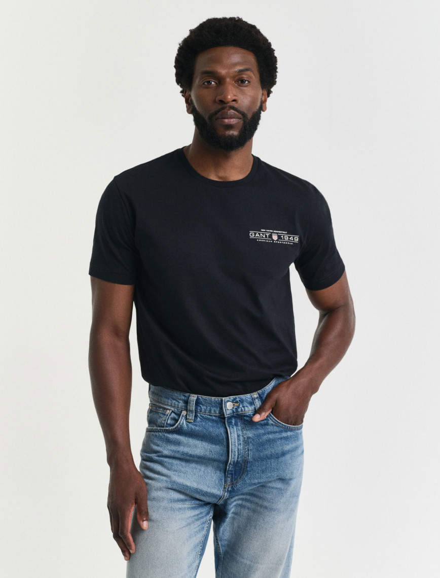 GANT Erkek Lacivert Regular Fit Bisiklet Yaka Logolu T-Shirt GANT Erkek Lacivert Regular Fit Bisiklet Yaka Logolu T-Shirt