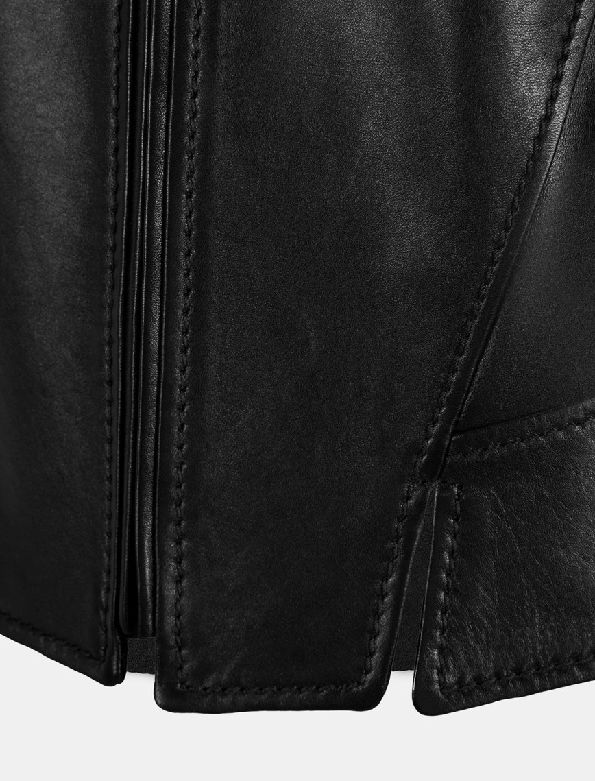 Kadın Siyah Deri Biker Ceket