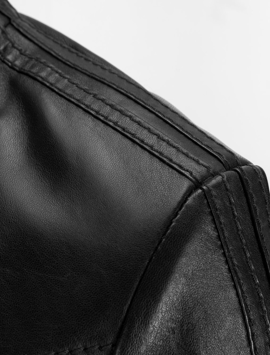 Kadın Siyah Deri Biker Ceket