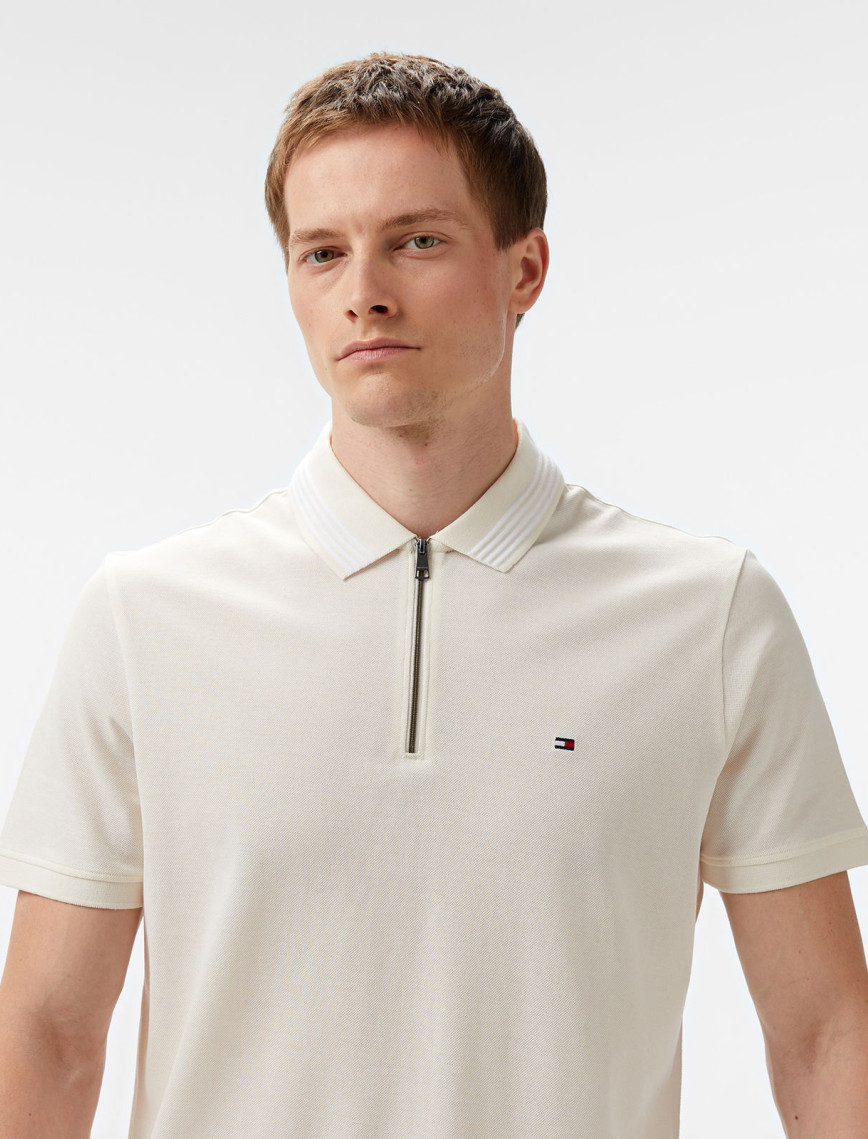 Tommy Hilfiger Mercerised Pique Zip Reg Erkek Sarı Polo Tommy Hilfiger Mercerised Pique Zip Reg Erkek Sarı Polo