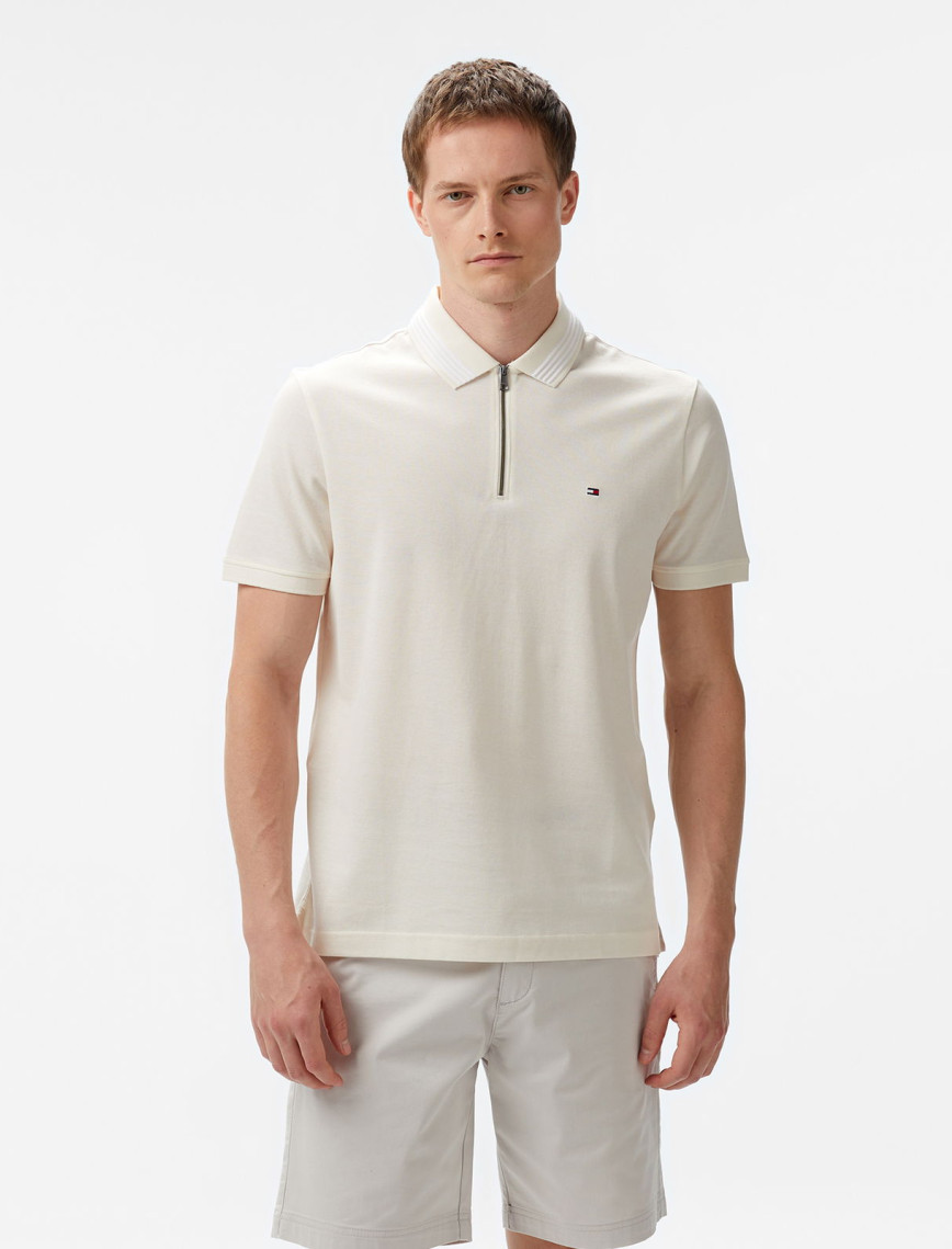 Tommy Hilfiger Mercerised Pique Zip Reg Erkek Sarı Polo Tommy Hilfiger Mercerised Pique Zip Reg Erkek Sarı Polo