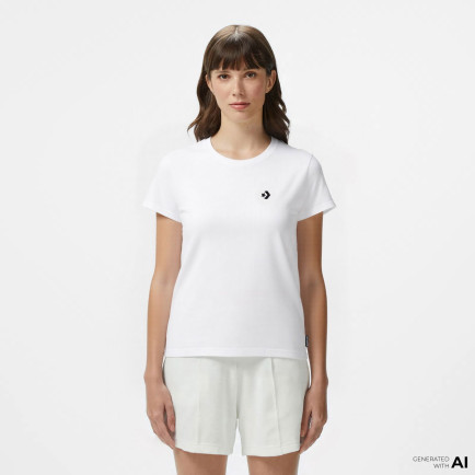 Converse Slim Fit Kadın Beyaz T-Shirt Converse Slim Fit Kadın Beyaz T-Shirt