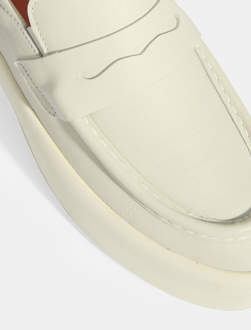 Erkek Krem Slip-On Deri Loafer Erkek Krem Slip-On Deri Loafer