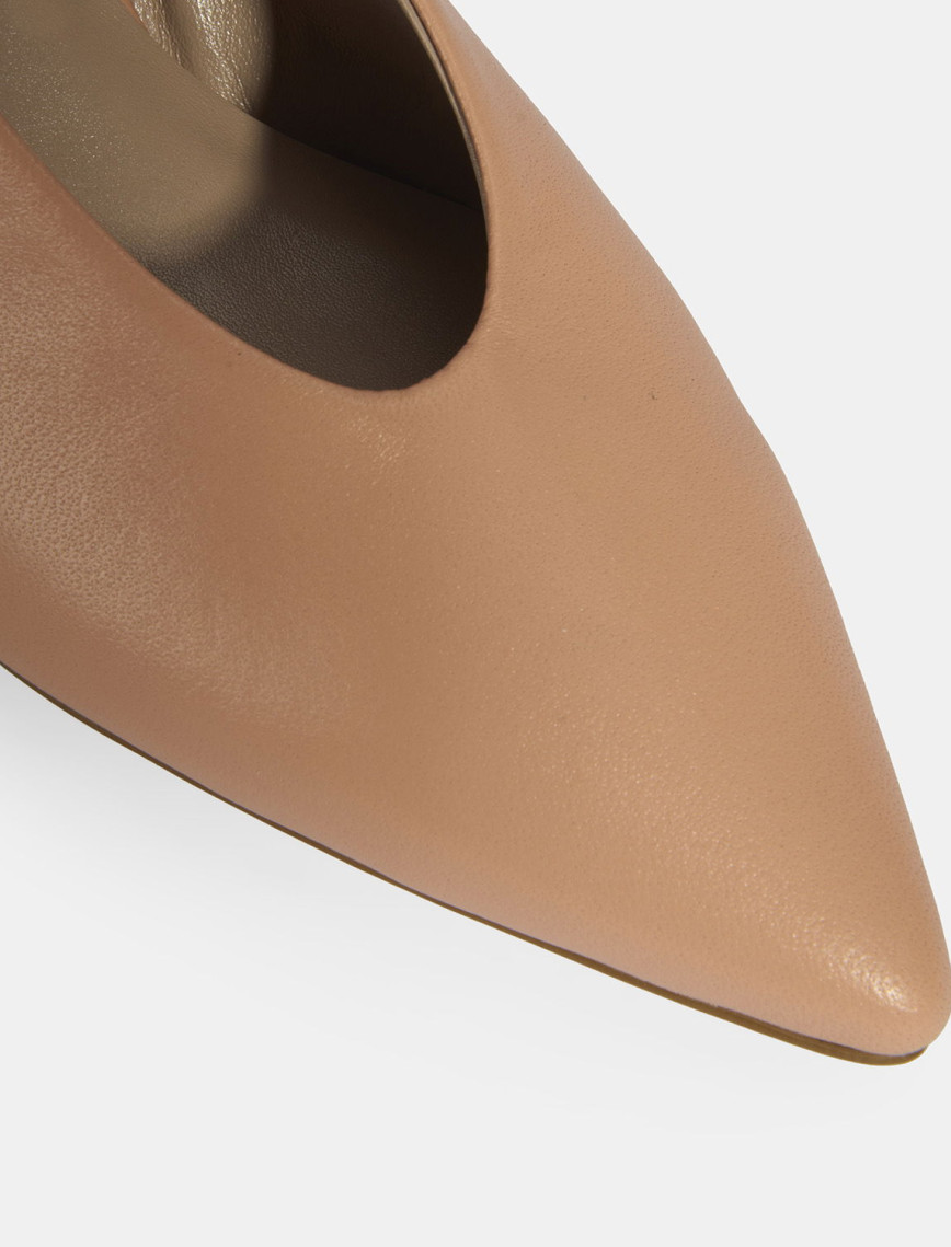 Kadın Pudra Slingback Deri Topuklu Ayakkabı Kadın Pudra Slingback Deri Topuklu Ayakkabı