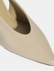 Kadın Krem Slingback Deri Topuklu Ayakkabı Kadın Krem Slingback Deri Topuklu Ayakkabı