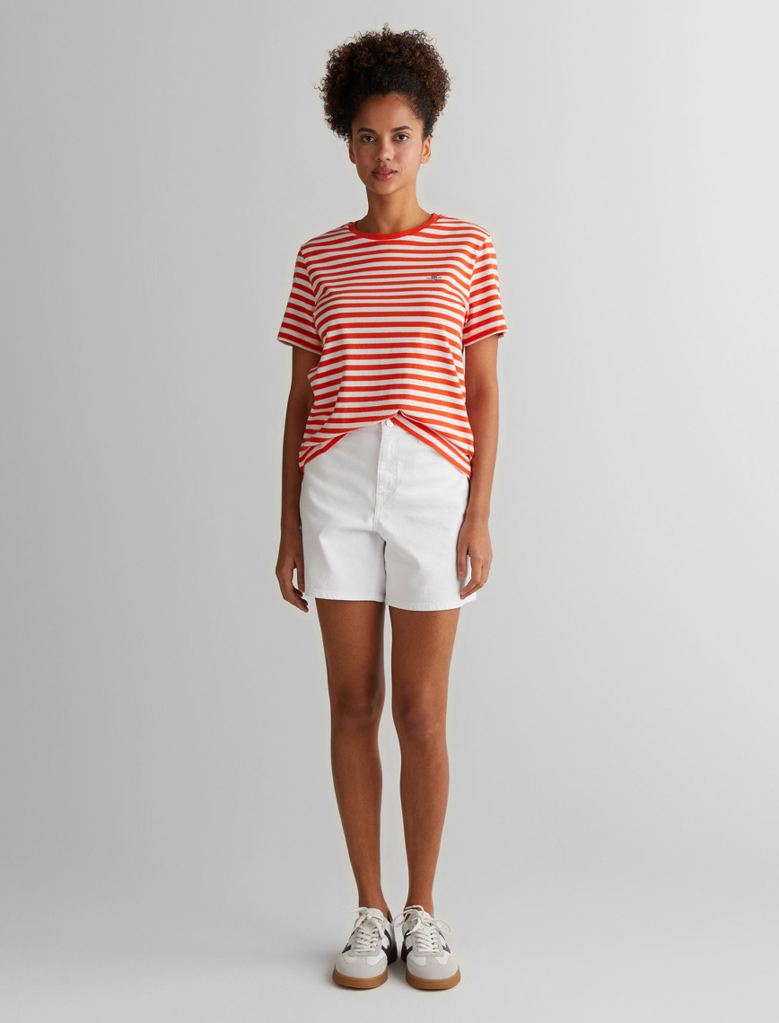 GANT Kadın Turuncu Regular Fit Bisiklet Yaka Çizgili T-Shirt GANT Kadın Turuncu Regular Fit Bisiklet Yaka Çizgili T-Shirt