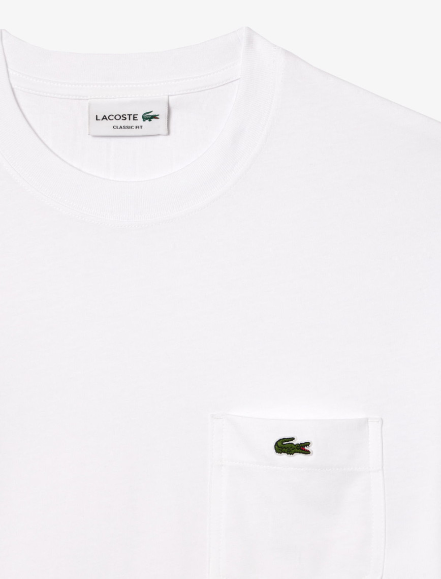 Lacoste Erkek Classic Fit Bisiklet Yaka Beyaz Cepli T-Shirt Lacoste Erkek Classic Fit Bisiklet Yaka Beyaz Cepli T-Shirt