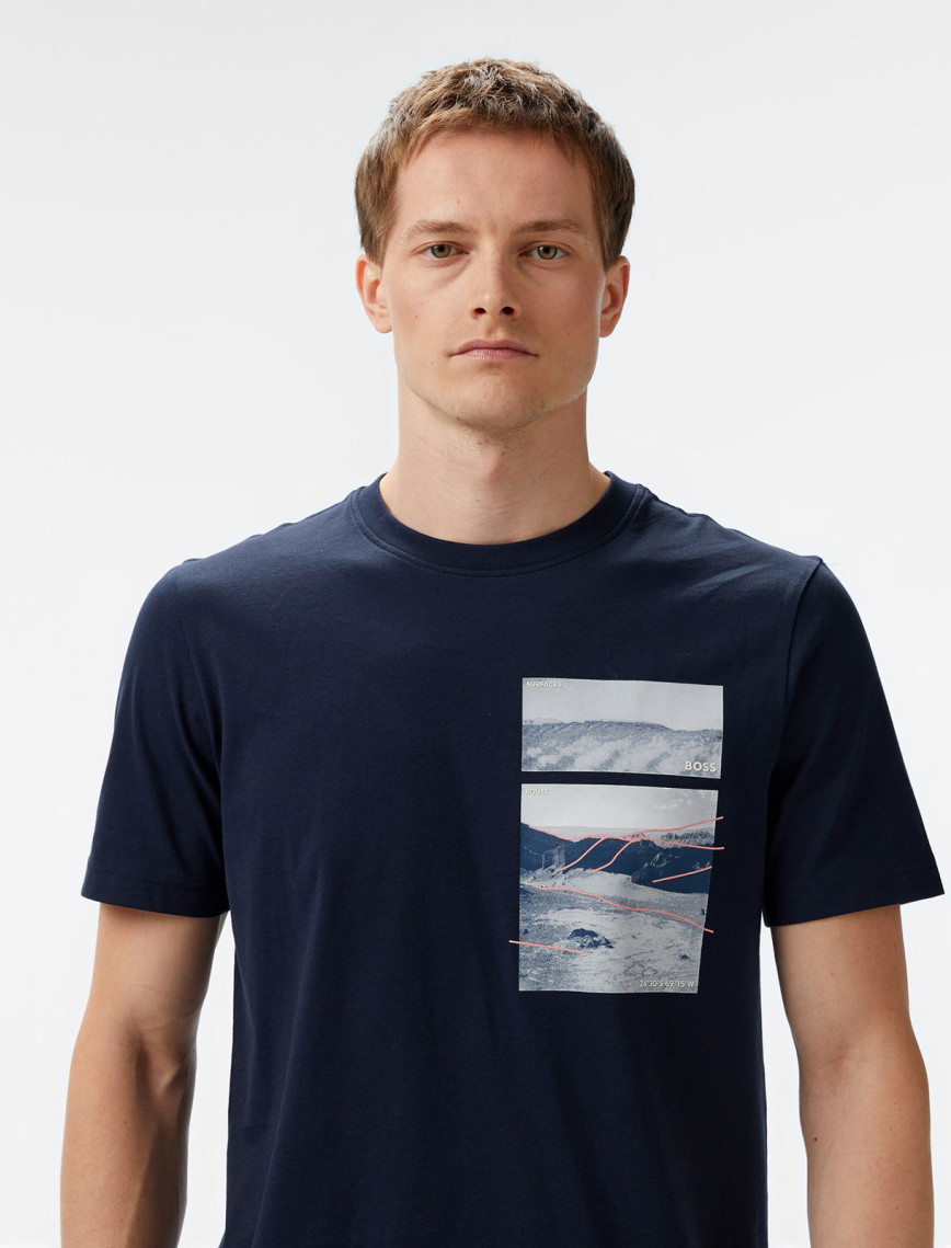 Boss Te Dune Erkek Mavi T-Shirt Boss Te Dune Erkek Mavi T-Shirt