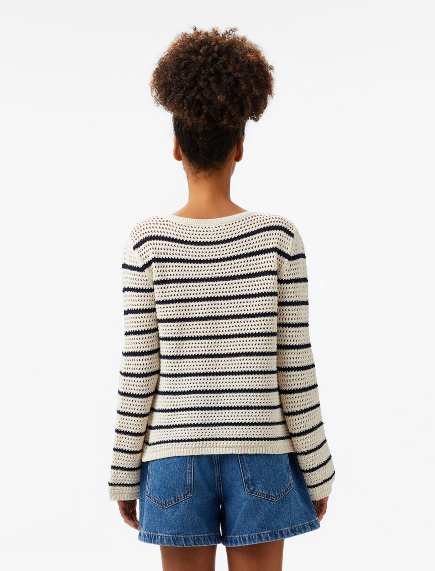 Tommy Hilfiger Pointelle Crochet Open-Nk Kadın Beyaz Kazak Tommy Hilfiger Pointelle Crochet Open-Nk Kadın Beyaz Kazak