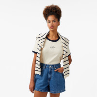 Tommy Hilfiger Reg Monotype Stripe C-Nk Kadın Bej T-Shirt Tommy Hilfiger Reg Monotype Stripe C-Nk Kadın Bej T-Shirt