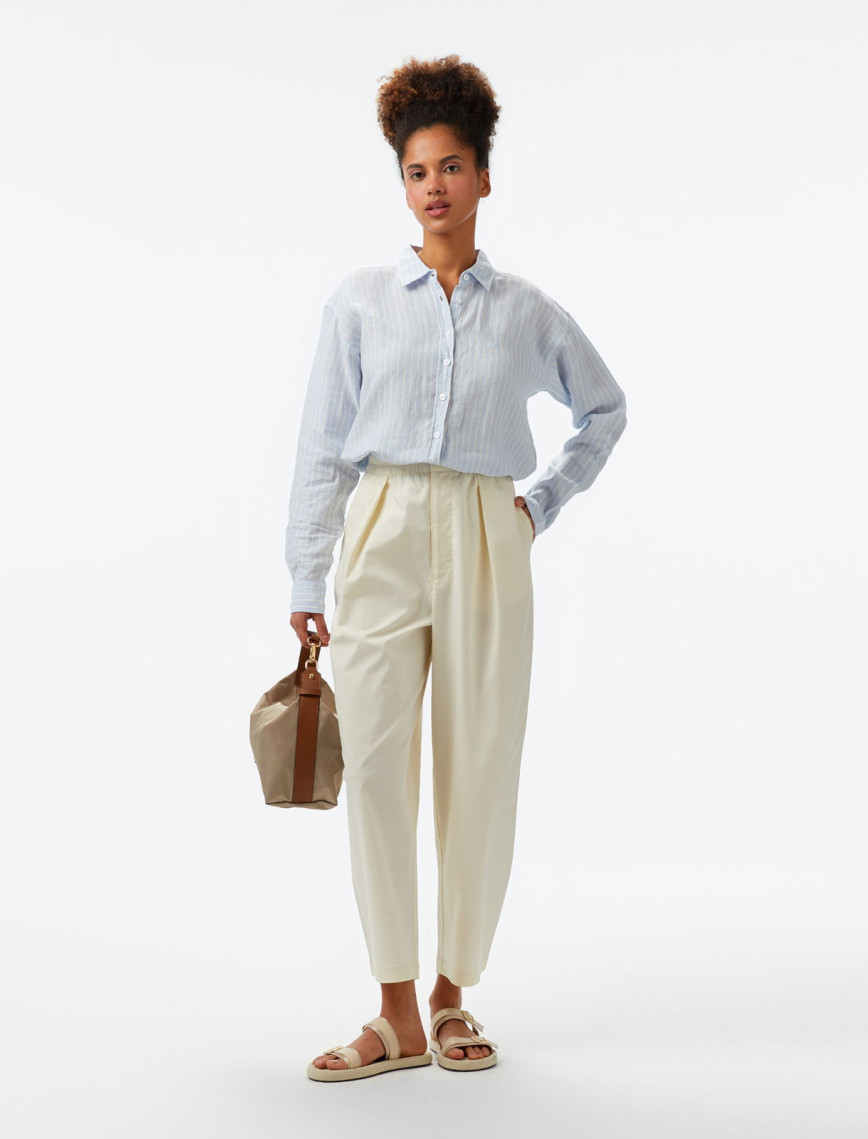 Nautica Kadın Mavi Regular Fit Keten Çizgili Gömlek Nautica Kadın Mavi Regular Fit Keten Çizgili Gömlek