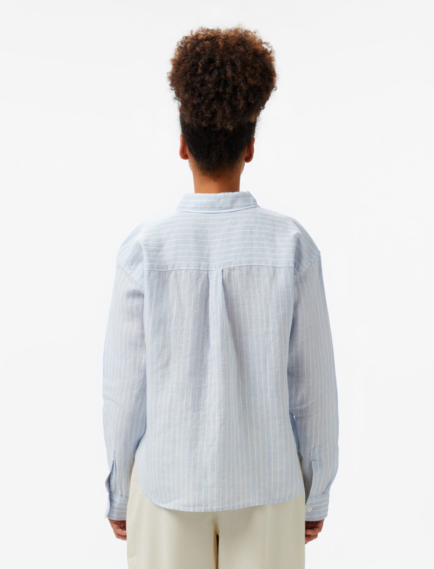 Nautica Kadın Mavi Regular Fit Keten Çizgili Gömlek Nautica Kadın Mavi Regular Fit Keten Çizgili Gömlek