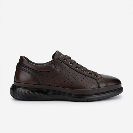 Valmenti Erkek Hakiki Deri Kahverengi Casual Ayakkabı