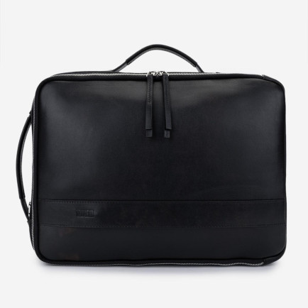 Valmenti Erkek Hakiki Deri Siyah Eskitme Sırt & Evrak Çantası