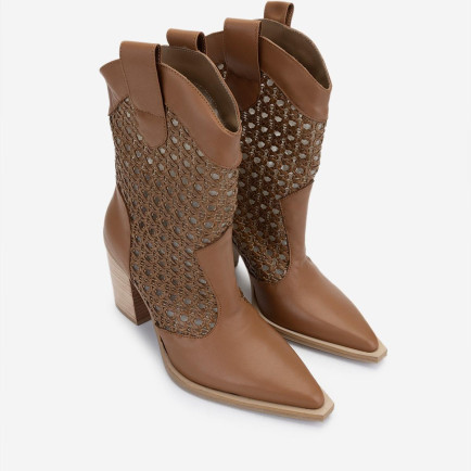 Valmenti Kadın Deri & Tekstil Taba Deri Topuklu Çizme Valmenti Kadın Deri & Tekstil Taba Deri Topuklu Çizme