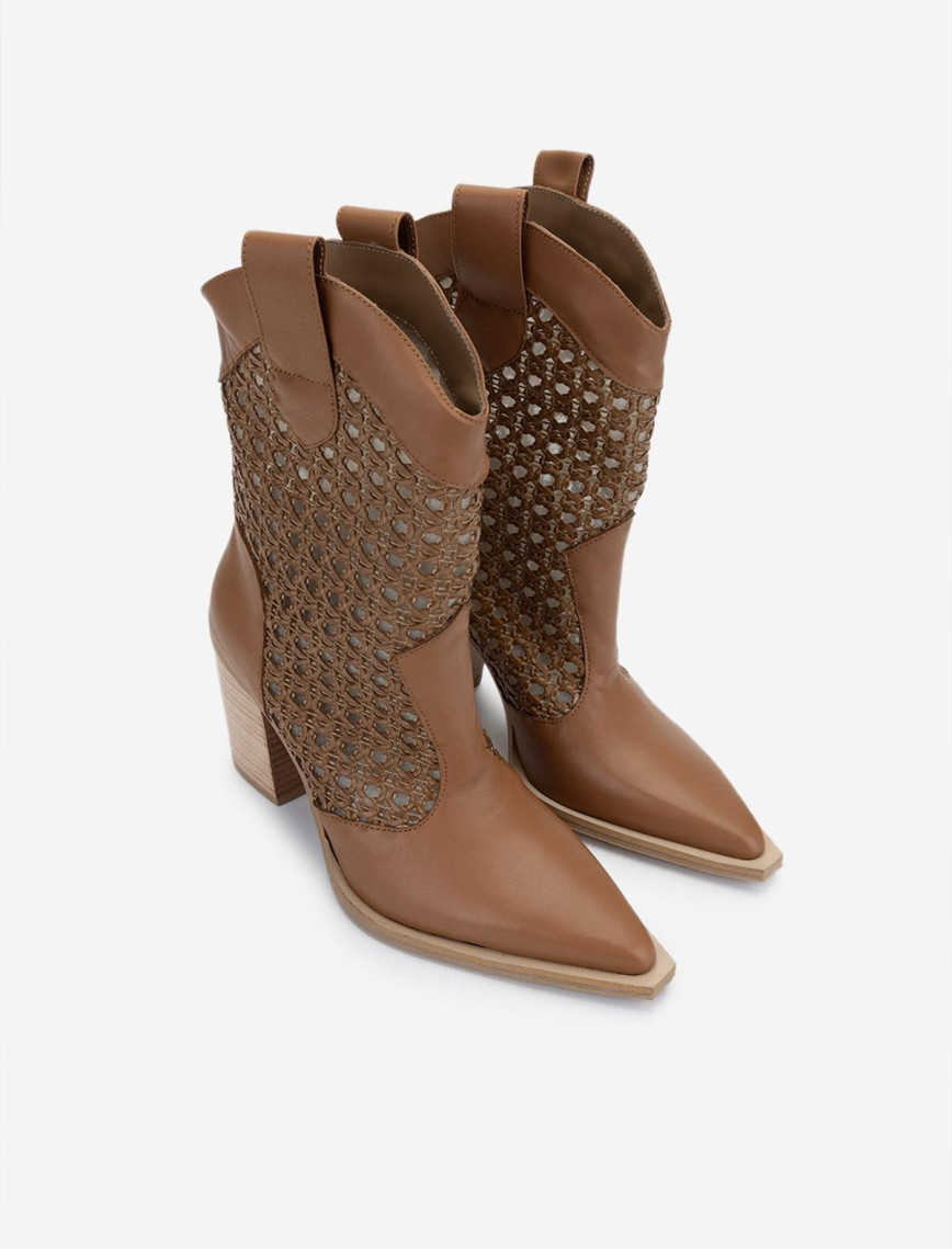 Valmenti Kadın Deri & Tekstil Taba Deri Topuklu Çizme Valmenti Kadın Deri & Tekstil Taba Deri Topuklu Çizme