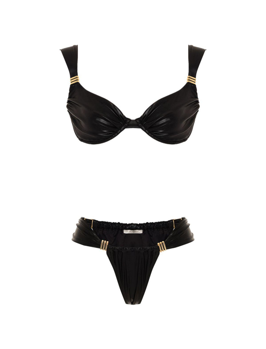 Movom Salma Underwire Ruched Kadın Bikini Takım Siyah Movom Salma Underwire Ruched Kadın Bikini Takım Siyah