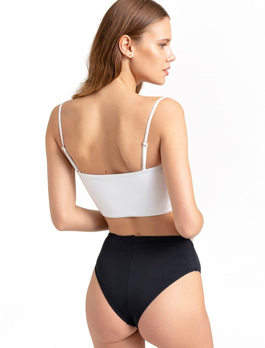 Movom Indira Tube Top Kadın Bikini Takım Siyah & Beyaz Movom Indira Tube Top Kadın Bikini Takım Siyah & Beyaz