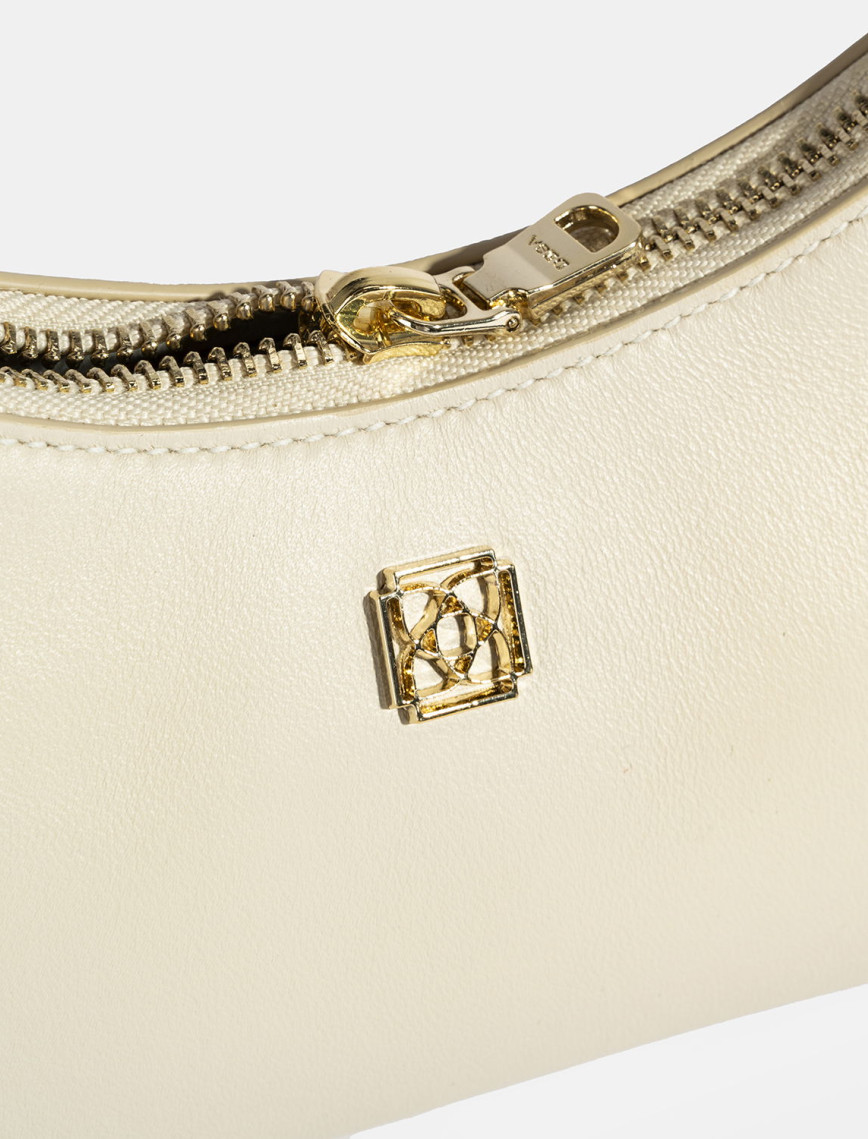 Kadın Bej Omuz Askılı Mini Deri El Çantası