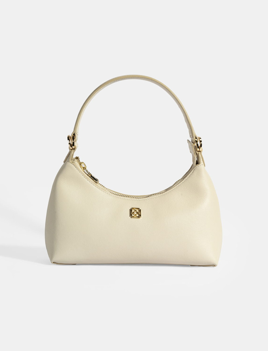 Kadın Bej Omuz Askılı Mini Deri El Çantası