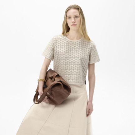 Kadın Beyaz Deri Detaylı Bluz Kadın Beyaz Deri Detaylı Bluz