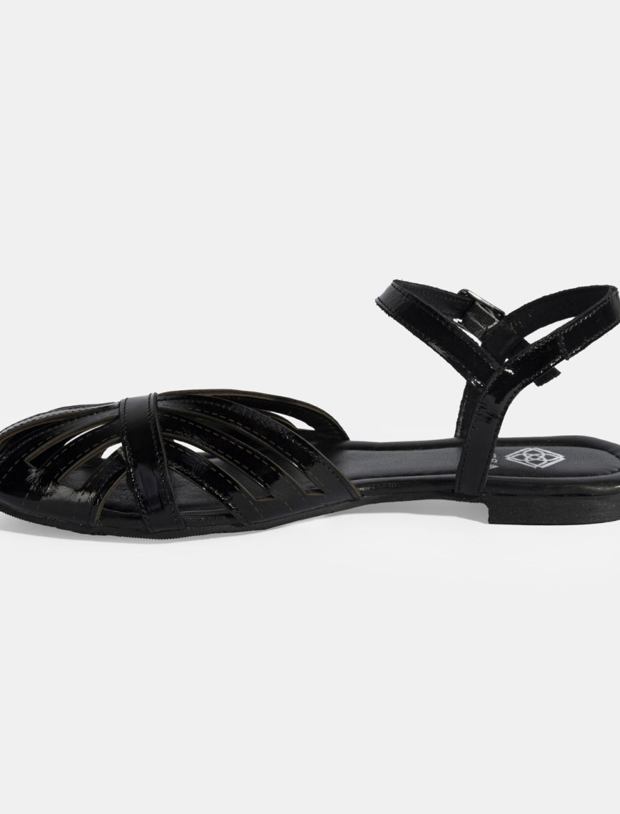 Kadın Siyah Ayarlanabilir Tokalı Rugan Sandalet Kadın Siyah Ayarlanabilir Tokalı Rugan Sandalet