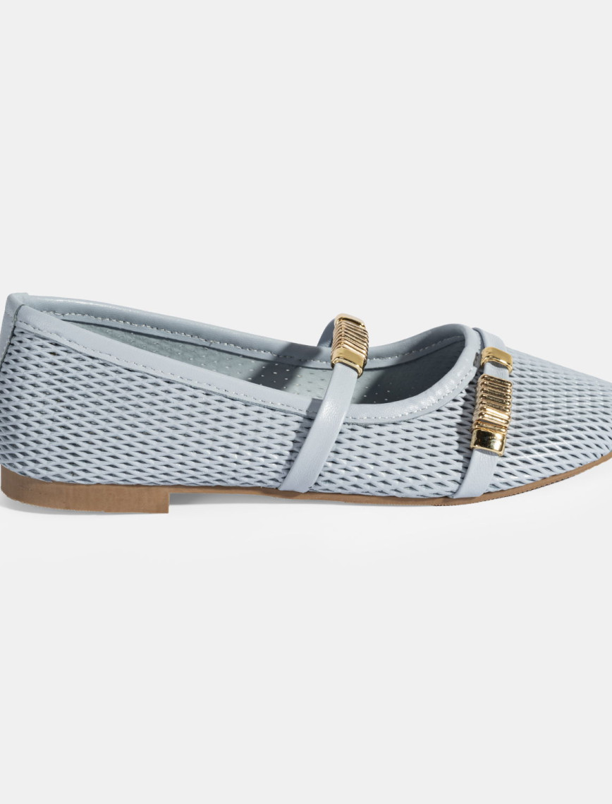 Kadın Bej Metal Toka Aksesuarlı Deri Babet Kadın Bej Metal Toka Aksesuarlı Deri Babet