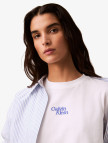 Calvin Klein Flocked Logo Kadın Beyaz T-Shirt Calvin Klein Flocked Logo Kadın Beyaz T-Shirt
