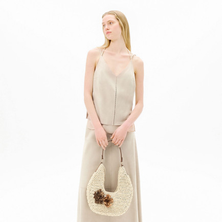 Kadın Pudra Askılı V Yaka Süet Bluz Kadın Pudra Askılı V Yaka Süet Bluz