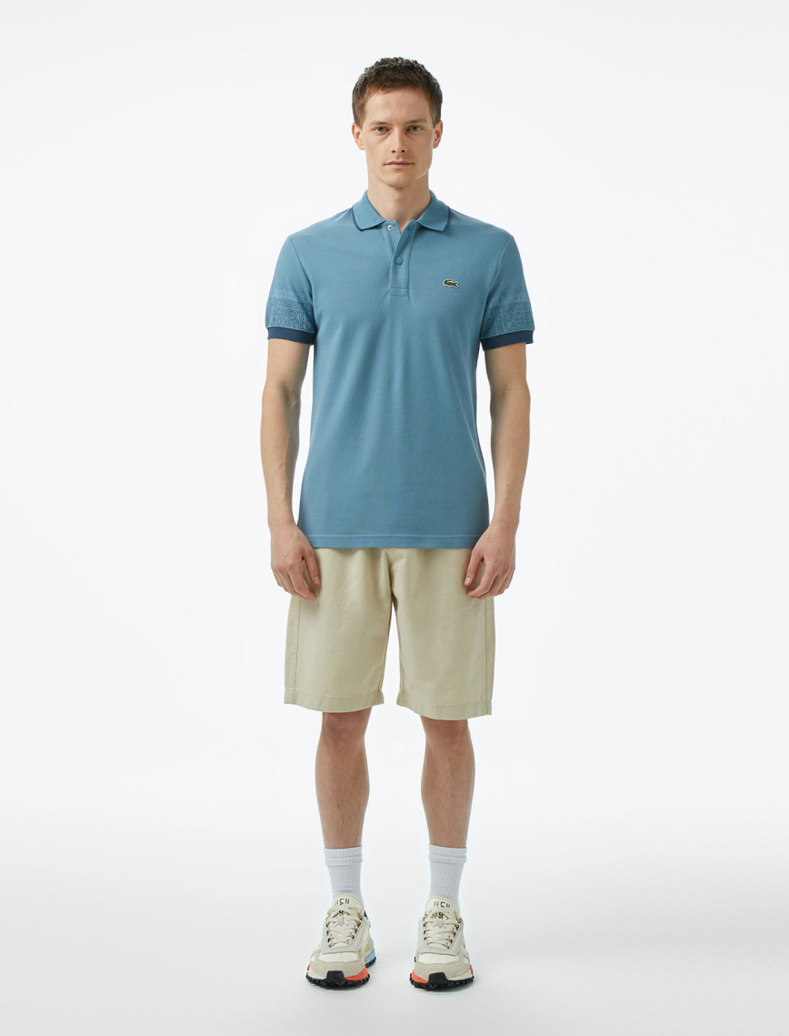 Lacoste Loose Fit Erkek Baskılı Mavi Polo Lacoste Loose Fit Erkek Baskılı Mavi Polo