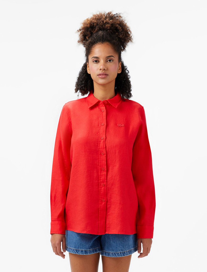 Lacoste Kadın Relaxed Fit Kırmızı Gömlek Lacoste Kadın Relaxed Fit Kırmızı Gömlek