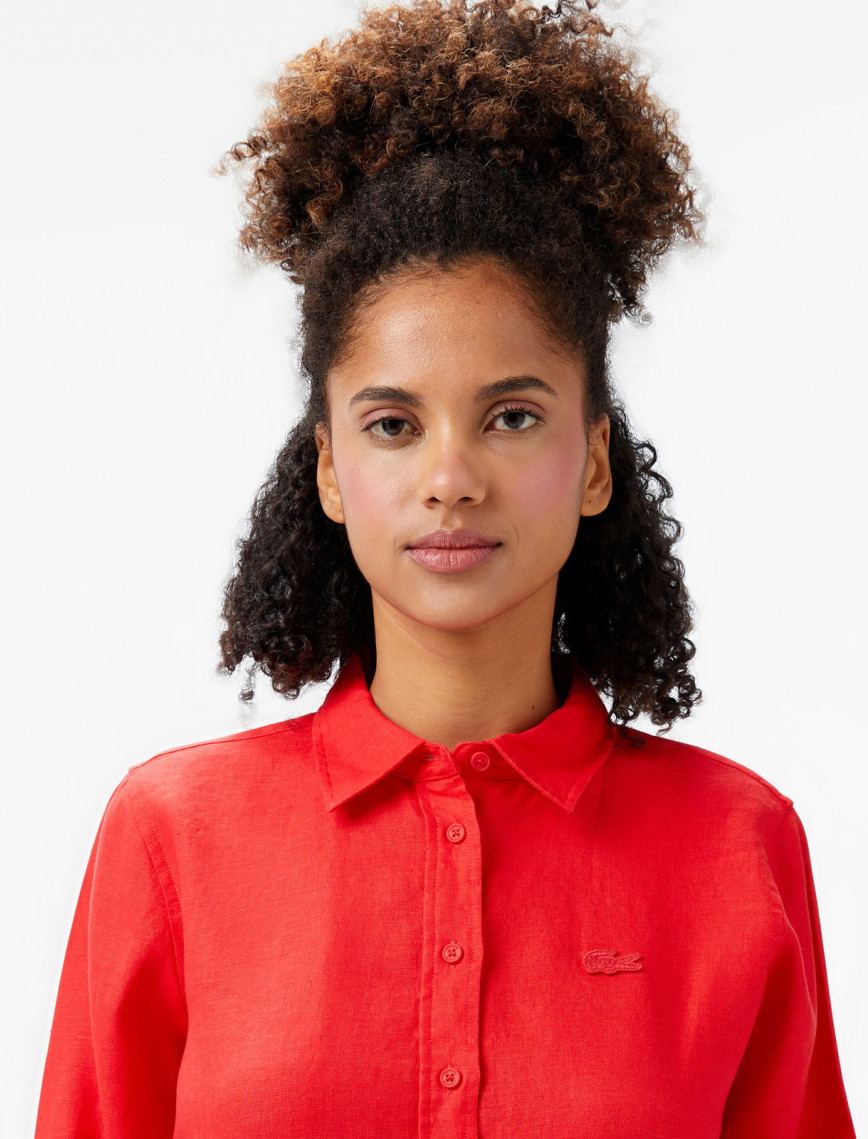 Lacoste Kadın Relaxed Fit Kırmızı Gömlek Lacoste Kadın Relaxed Fit Kırmızı Gömlek