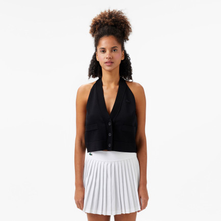 Lacoste Kadın Kolsuz V Yaka Siyah Triko Lacoste Kadın Kolsuz V Yaka Siyah Triko