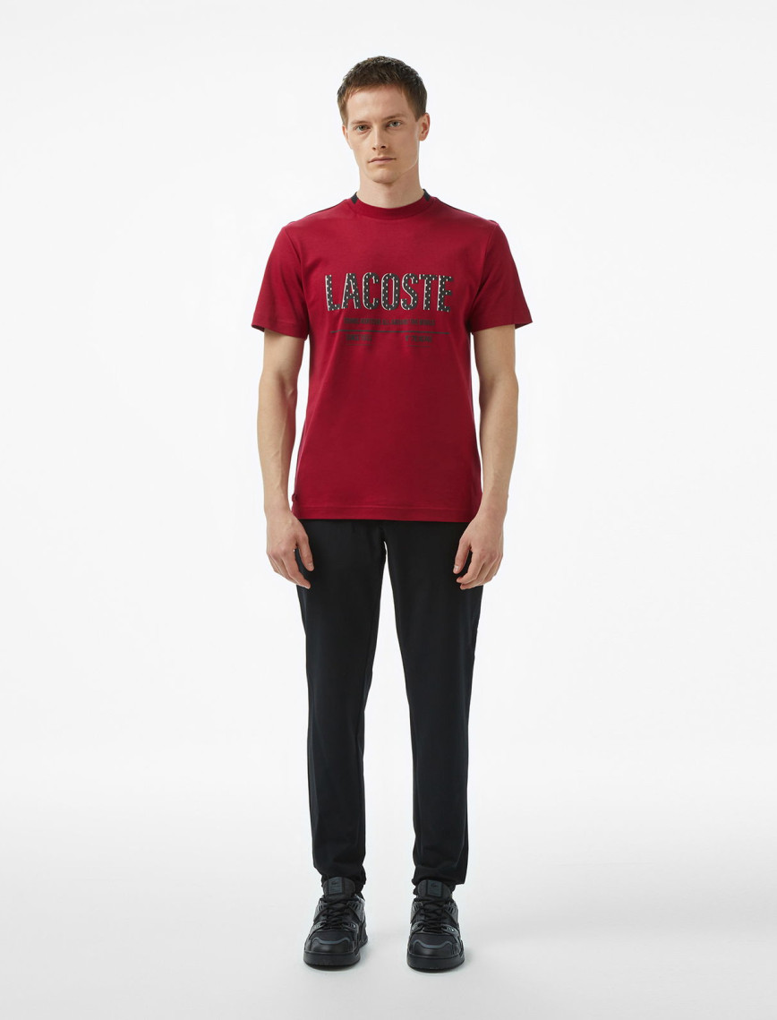 Lacoste Erkek Slim Fit Bisiklet Yaka Baskılı Bordo T-Shirt Lacoste Erkek Slim Fit Bisiklet Yaka Baskılı Bordo T-Shirt