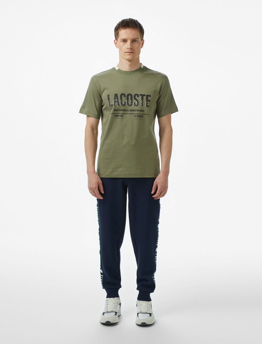 Lacoste Erkek Slim Fit Bisiklet Yaka Baskılı Haki T-Shirt Lacoste Erkek Slim Fit Bisiklet Yaka Baskılı Haki T-Shirt