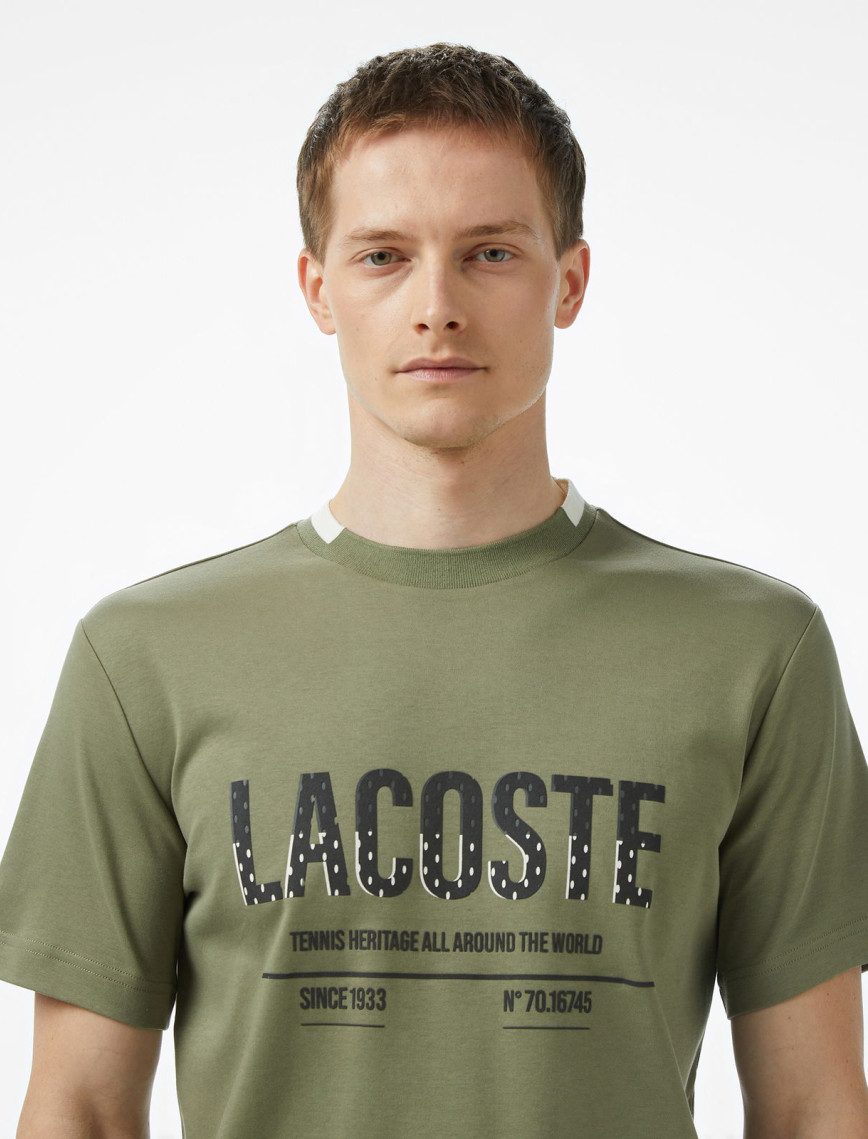 Lacoste Erkek Slim Fit Bisiklet Yaka Baskılı Haki T-Shirt Lacoste Erkek Slim Fit Bisiklet Yaka Baskılı Haki T-Shirt