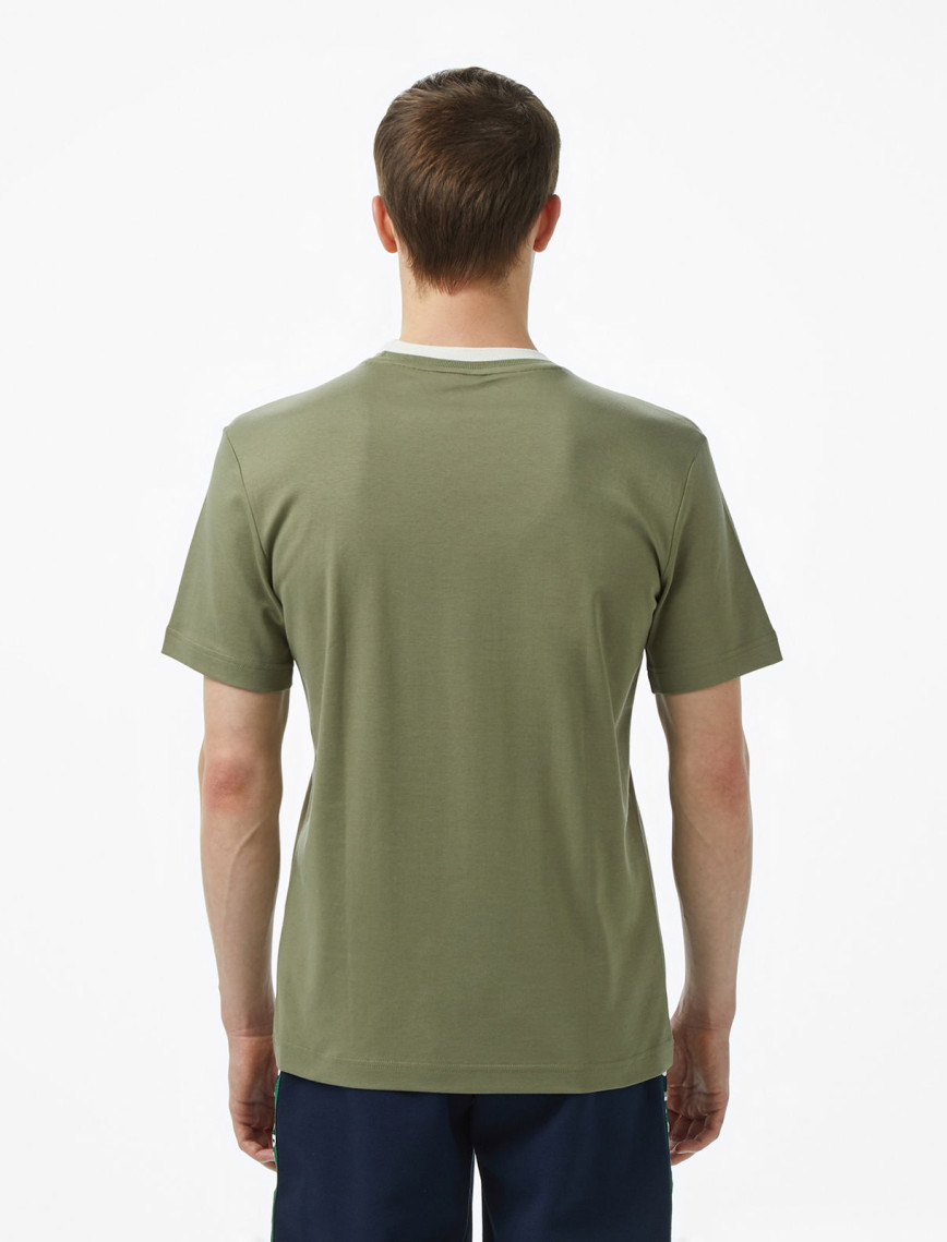 Lacoste Erkek Slim Fit Bisiklet Yaka Baskılı Haki T-Shirt Lacoste Erkek Slim Fit Bisiklet Yaka Baskılı Haki T-Shirt