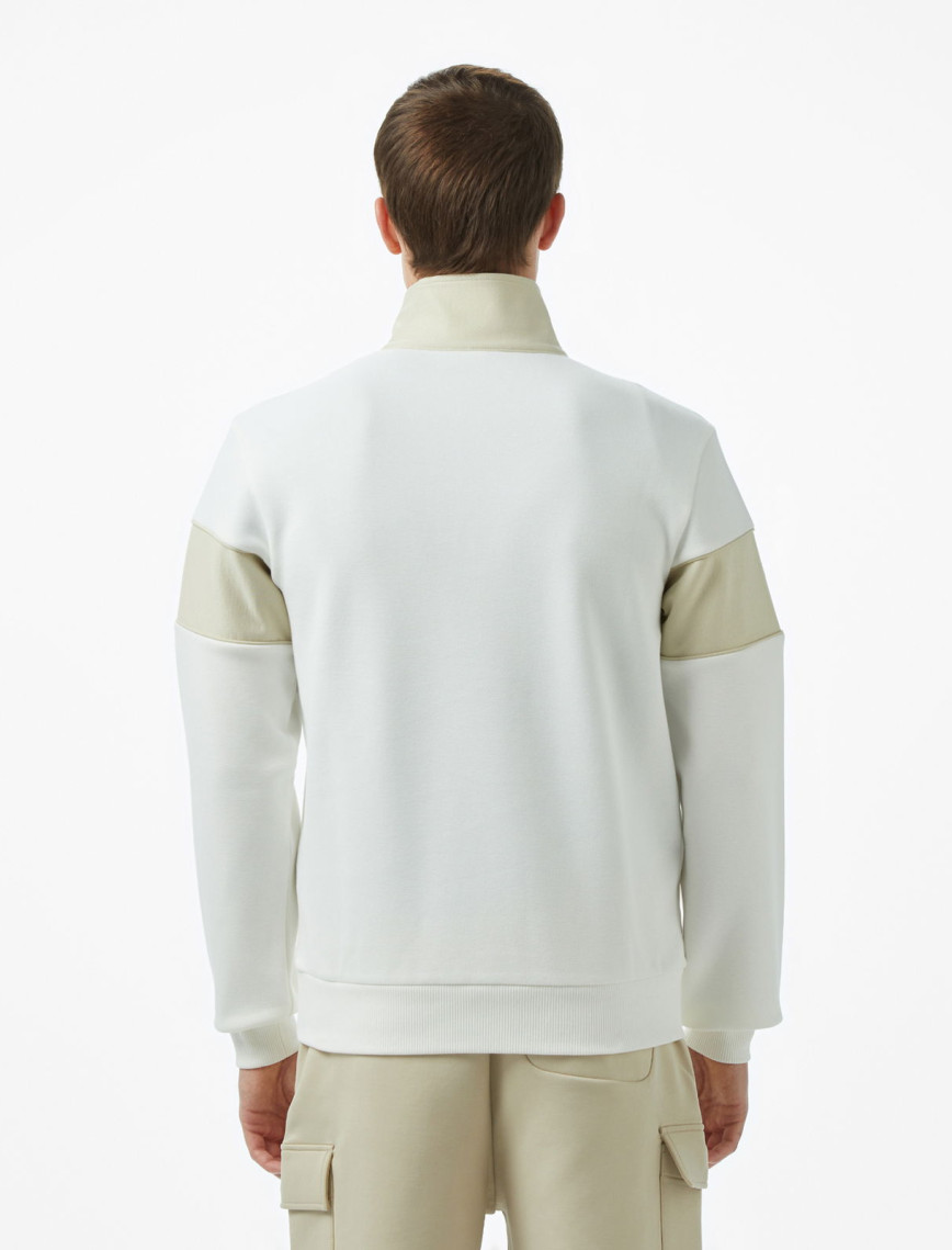 Lacoste Erkek Classic Fit Yarım Fermuarlı Renk Bloklu Beyaz Sweatshirt Lacoste Erkek Classic Fit Yarım Fermuarlı Renk Bloklu Beyaz Sweatshirt