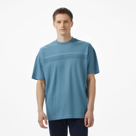 Lacoste Erkek Oversize Fit Bisiklet Yaka Baskılı Mavi T-Shirt Lacoste Erkek Oversize Fit Bisiklet Yaka Baskılı Mavi T-Shirt