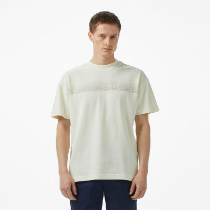 Lacoste Erkek Oversize Fit Bisiklet Yaka Baskılı Beyaz T-Shirt Lacoste Erkek Oversize Fit Bisiklet Yaka Baskılı Beyaz T-Shirt