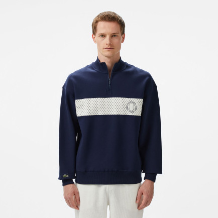 Lacoste Erkek Loose Fit Yarım Fermuarlı Baskılı Lacivert Sweatshirt Lacoste Erkek Loose Fit Yarım Fermuarlı Baskılı Lacivert Sweatshirt