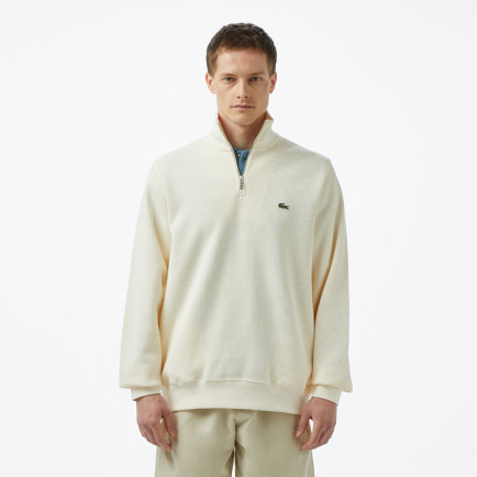 Lacoste Erkek Classic Fit Yarım Fermuarlı Krem Sweatshirt Lacoste Erkek Classic Fit Yarım Fermuarlı Krem Sweatshirt