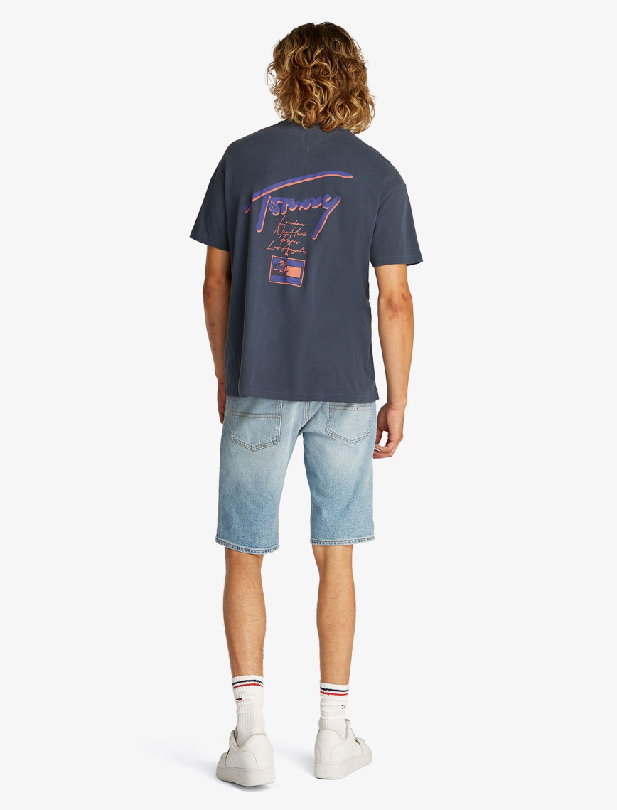 Tommy Jeans Faded Graphic Erkek Mavi T-Shirt Tommy Jeans Faded Graphic Erkek Mavi T-Shirt